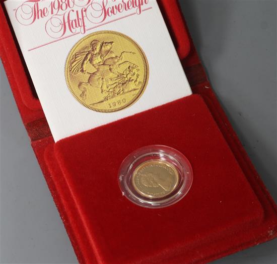 A 1980 proof half sovereign.